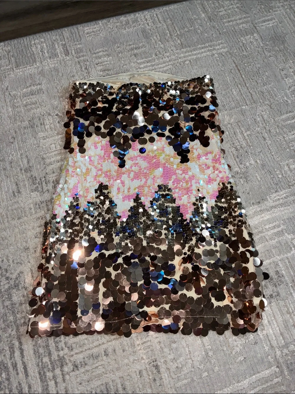 Sequin Mini Skirt in Iridescent Gold and Black